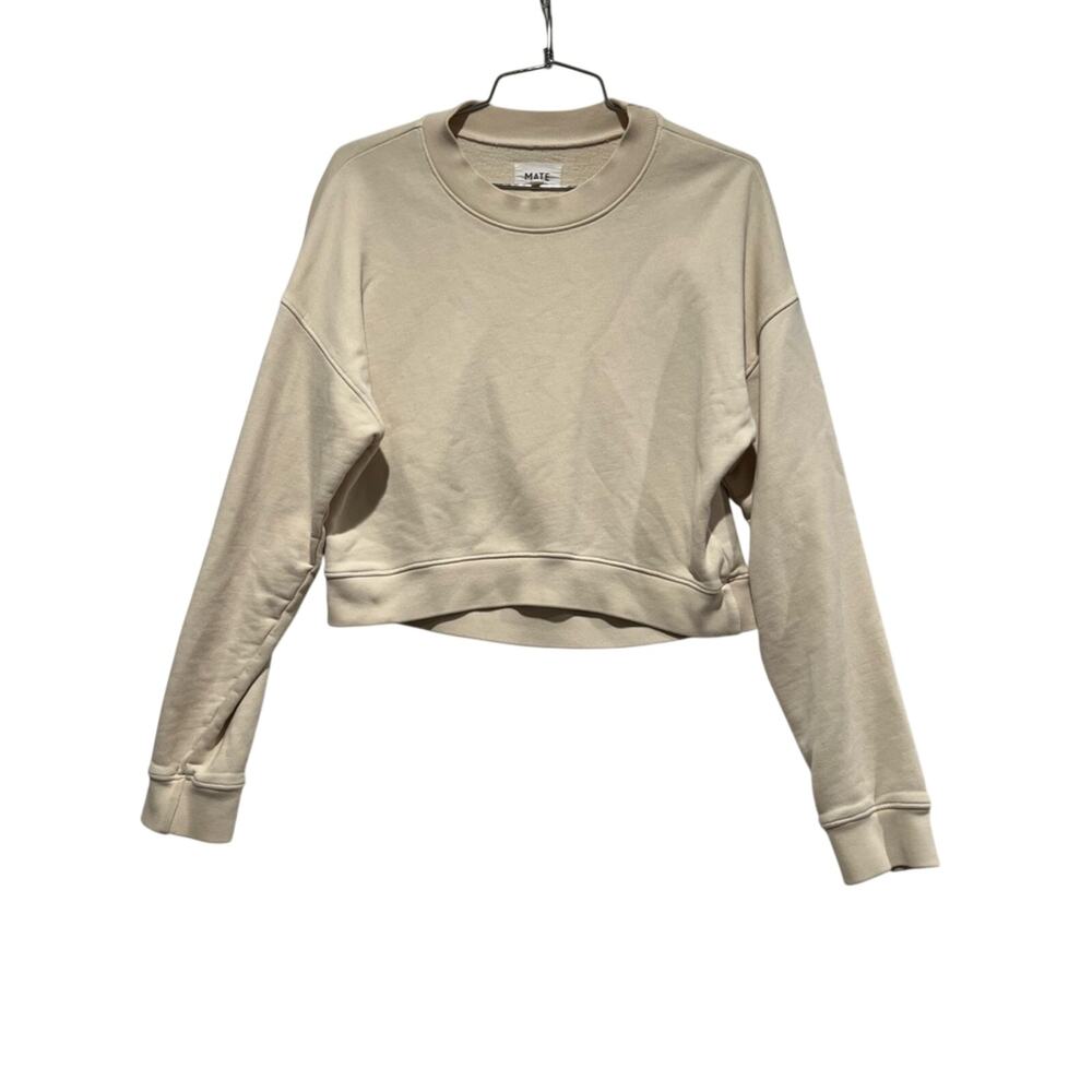 MATE the Label Organic Cotton Cropped Sweatshirt Cream XS Minimalist